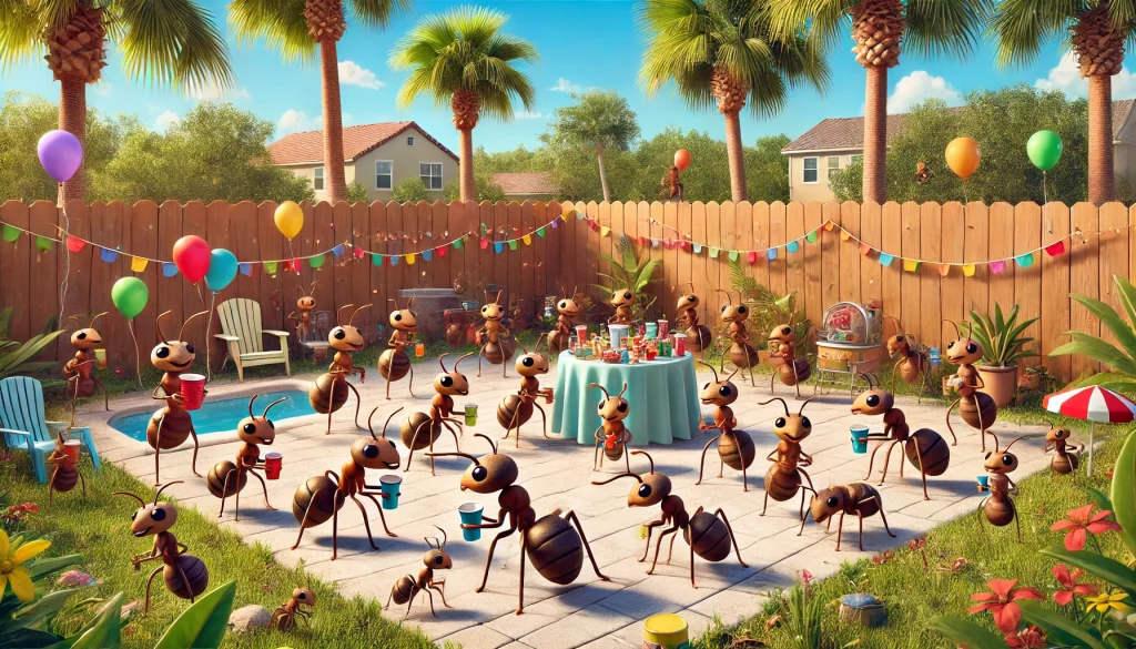 argentine ants in the backyard of a New Smyrna Beach home