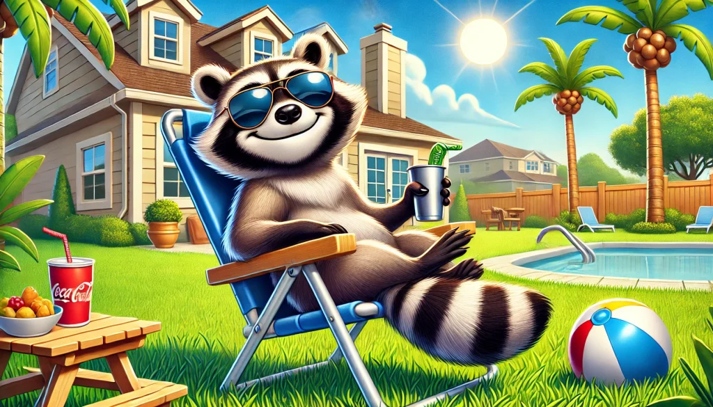 A raccoon in the backyard of a New Smyrna Beach home