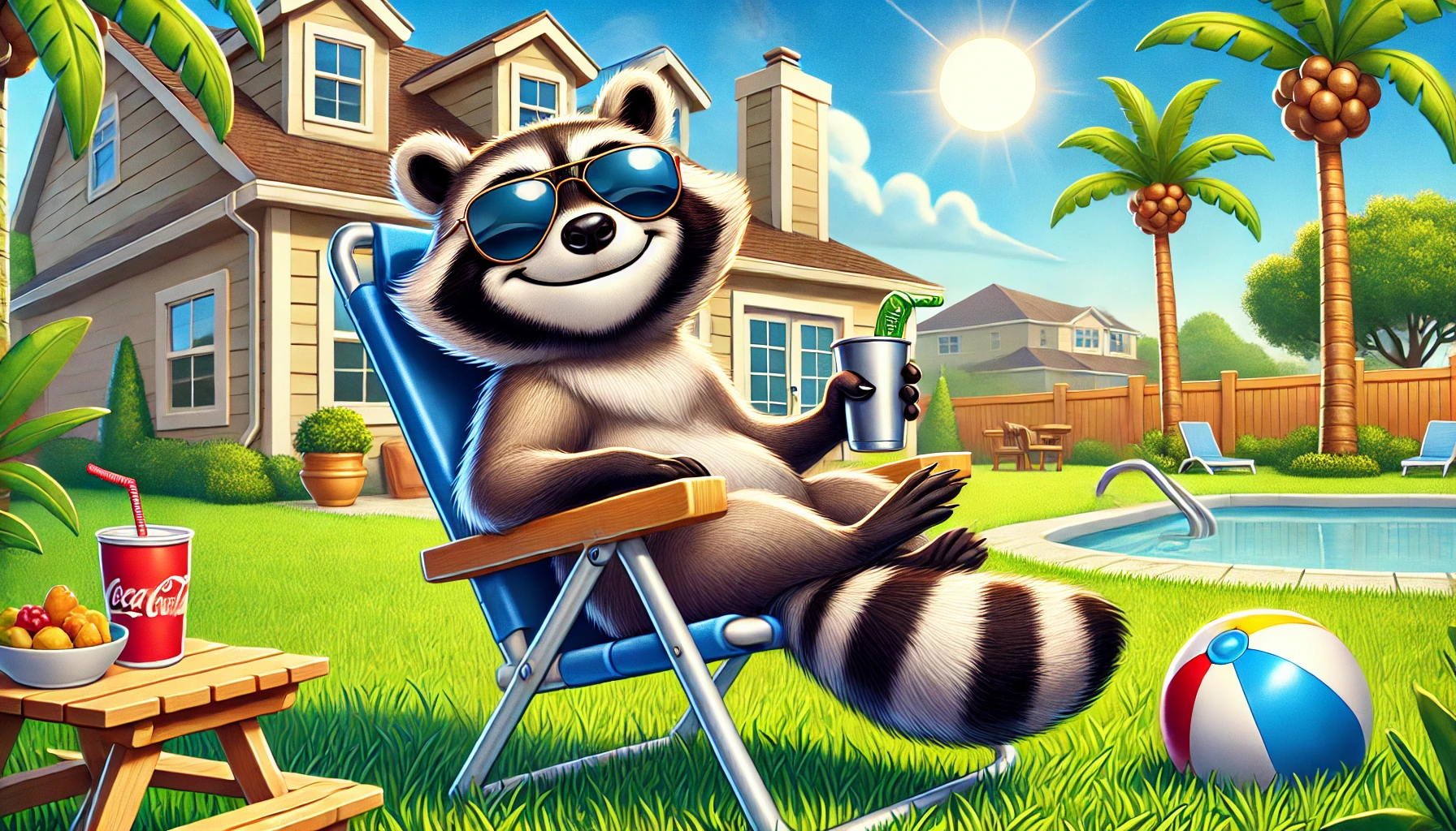 A raccoon in the backyard of a New Smyrna Beach home