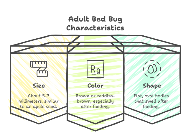 Adult bed bugs have distinct features
